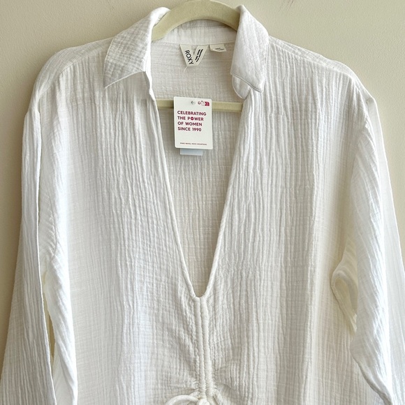 Roxy Summer Limonade White Shirt Dress for Women, Beach Coverup, Medium, NWT - Picture 3 of 16